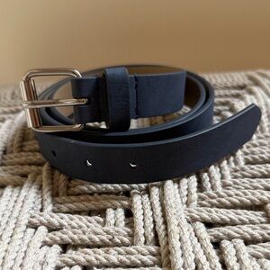 Target Navy Blue Faux Nubuck Leather Belt Silver Tone Buckle Women's L